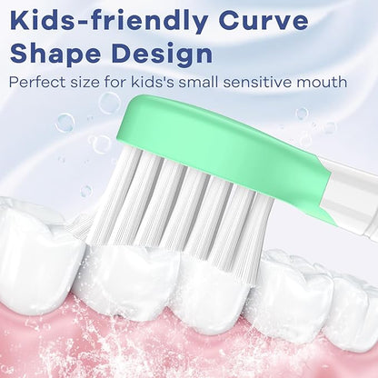 Toptheway Kids Toothbrush Heads for Philips Sonicare: Compact Brush Heads for Kids 3-7 Years, Pink and Green, 4 Pack