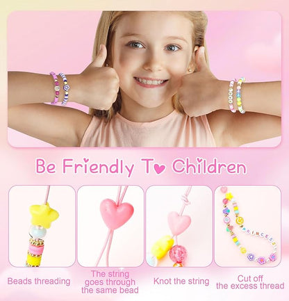 Dowsabel Clay Beads 7500 Pcs Friendship Bracelet Making Kit,2 Boxes 24 Colors Polymer Heishi Beads with Letter Beads for Jewelry Making, DIY Arts and Crafts Gifts Toys for Girls Age 4+