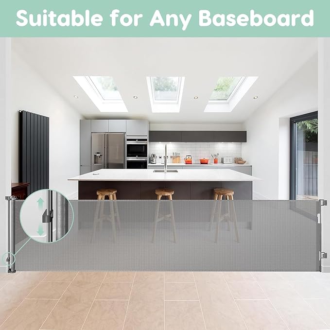 115 Inch Retractable Pet Gate for Dogs Extra Wide Baby Gate Retractable Baby Gates Extra Wide Puppy Gate Retractable Dog Gate for The House Extra Wide Child Safety Gate Extra Long Baby Gate for Stairs