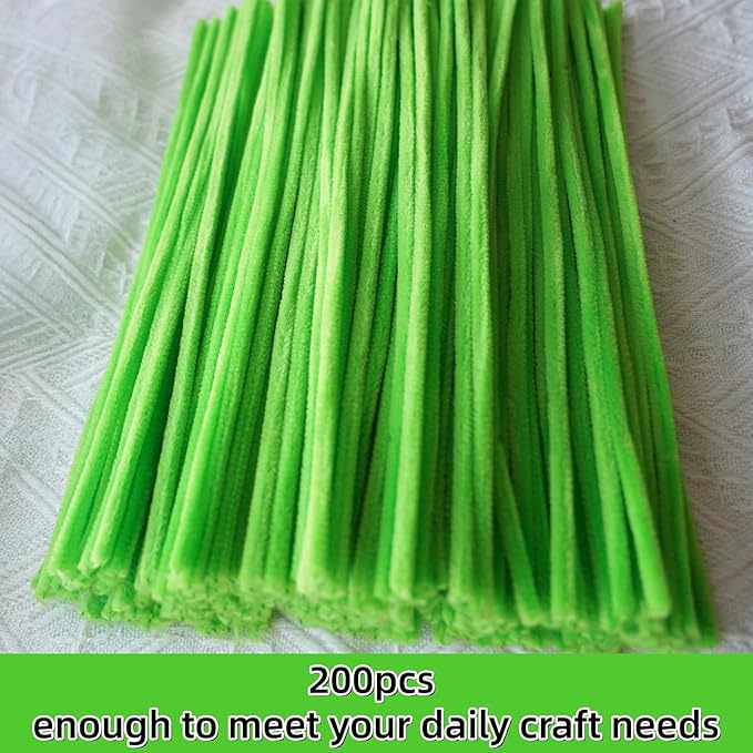 Qirimoi Light Green Pipe Cleaners Craft Pipe Cleaners Bulk Pipecleaners Crafts Supplies，200Pcs Light Green