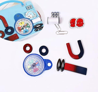 School Science Magnets Set for Kids Magnet Kit Fun Experiment Tool Physics Educational Toys Games for Children Teen Including Horseshoe/Ring/Horseshoe/Compass/Bar Magnets