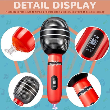 Sumind 30 Pcs Inflatable Microphones 9.4 Inch Blow up Plastic Fake Microphone Props Toys for Karaoke Musical Concert 80s 90s Singer Birthday Party Cosplay Stage Decoration Supplies(Bright Color)