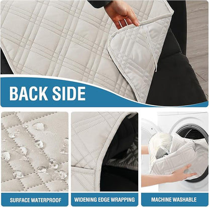 H.VERSAILTEX 100% Waterproof Recliner Slipcovers 1-Piece Lazy Boy Recliner Chair Covers Furniture Protector with Elastic Straps for Pets Kids Sitting Width Up to 23" (Recliner, French Oak/Beige)