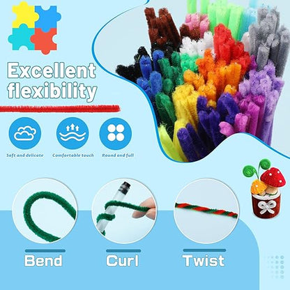 200 Pcs Pipe Cleaners, 20 Colors Creative Chenille Stems Pipe Cleaners Craft, Fuzzy Pipe Cleaners Bulk for Crafts, DIY Pipe Cleaner for Home Arts and Crafts Decorations Supplies
