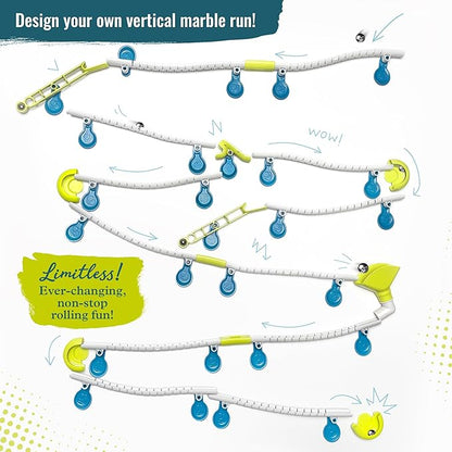 Gecko Run Marble Run Starter Set by Thames & Kosmos, Toy of The Year Finalist - 63 Piece Vertical Marble Run, Flexible Tracks | Fast, No-Mess Setup, Residue-Free Nano-Adhesive Pads, Creative Play