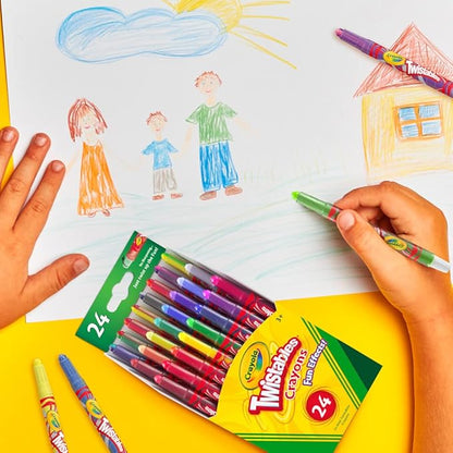 Crayola Twistables Crayons (24ct), Special Effects Crayons for Kids, No Sharpening Coloring Supplies, Less Mess, Gifts for Kids