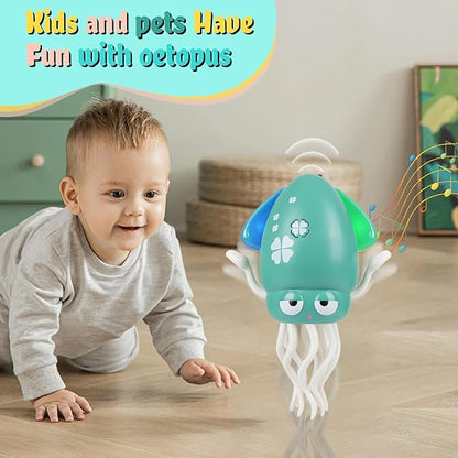 Dancing Octopus Baby Toy, Music & Interactive Sensory Toys for 3 6 9 12 Month & 1 2 3 Year Old Boy Girl, Crawling Dancing Squid Toy for Baby Sensory Toy, Birthday Gift & Christmas Stocking Stuffers
