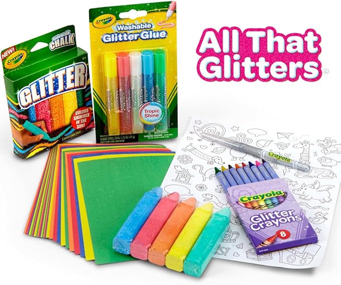 Crayola All That Glitters Art Case (50+pcs), Glitter Crayons & Coloring Supplies, Kids Art Set, Gifts for Girls & Boys, Ages 5+