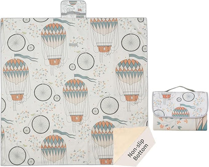 Insular Baby Splat Mat for Under High Chair/Arts/Crafts, Anti Slip and Waterproof Splash Mat for Floor, Portable Picnic Mat, 51x51 Inch, Hot Air Balloon