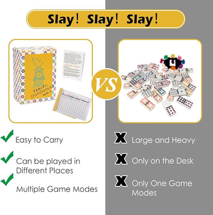 Extguds Mexican Train, Mini Dominoes Game:105 Cards+1 Instruction+1 Scoresheet,Double 12 and Double 9 Dominoes Set,2-10 Players,Dot Dominoes,Travel Dominoes