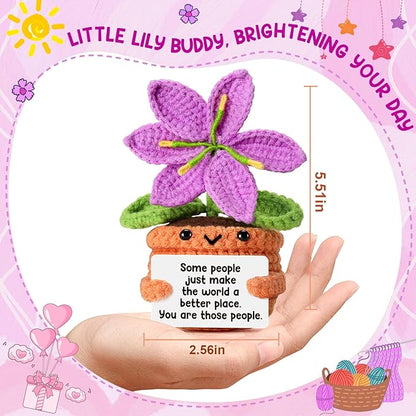 Purple Crochet Lily Flower Doll – Happy Birthday Gift for Women, Thank You Appreciation Gifts for Coworkers, Teachers, Friends, Mothers Day unique Gifts for Mom form Daughter Easter Basket Stuffers