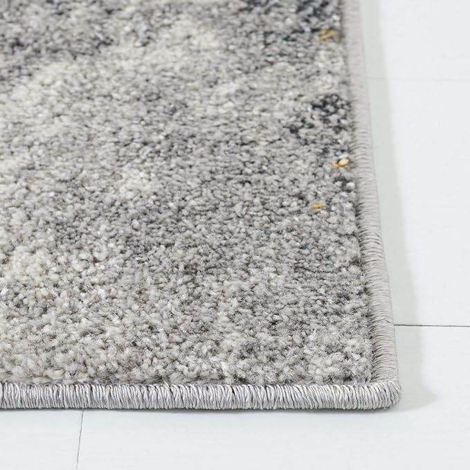 SAFAVIEH Adirondack Collection Area Rug - 4' Square, Grey & Yellow, Modern Abstract Design, Non-Shedding & Easy Care, Ideal for High Traffic Areas in Living Room, Bedroom (ADR134H)