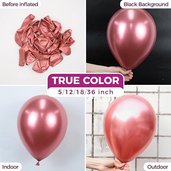 Bezente Metallic Red Latex Party Balloons - 100 Pack 12 inch Round Helium Chrome Red Balloons for Bachelorette Wedding Baby Shower Gender Reveal 1950s Party Decorations