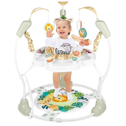 Baby Activity Center, Infant Jumpers and Bouncers with Music, Lights, Infant Toys, 360°Rotating Seat, 3 Adjustable Heights, Baby Play and Learning Center for 6+ Months