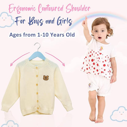 FairyHaus Kids Wooden Hangers 20Pack Blue, 12.8 Inch Baby Wooden Hangers for Closet, Anti-Rust 360° Swivel Hook, Notches & Smooth Finish, Natural Solid Wood Childrens Hangers for Clothes