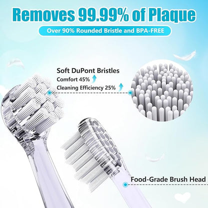 DADA-TECH Toddler Electric Toothbrush Kids Age 1-2-3 Years Old, Baby Electric Toothbrush with LED Light 2 Minutes Timer 4 Vibrating Heads for Infants Toothbrush 6 to 12 Months and Up (Blue)