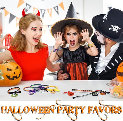 Capoda Halloween Party Favor Zipper Bracelets Bulk Trick or Treat Bracelets Halloween Bracelets Set Halloween Party Favor Wristbands for Girls Halloween Goodie Bag Fillers Party Favors(32 Pcs)