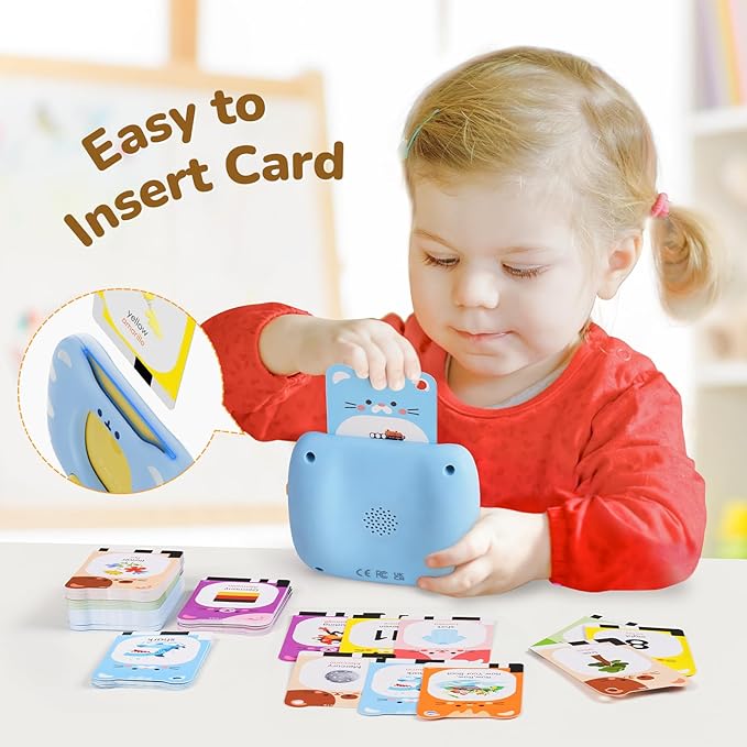 Bilingual Spanish & English Talking Flash Cards for Toddlers 1-5, 454 Words+6 Songs, Clear Voice & Thick Cards & Easy to Slide in and Out, Independent Play & Speech Development Toys