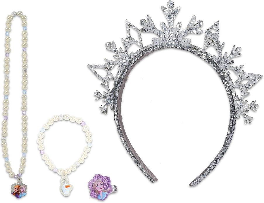 Disney Frozen Jewelry for Girls Super Bundle - 4 Pc Frozen Jewelry Box Set, Frozen Necklace and Bracelet Set with Stickers (Frozen Accessories Set)