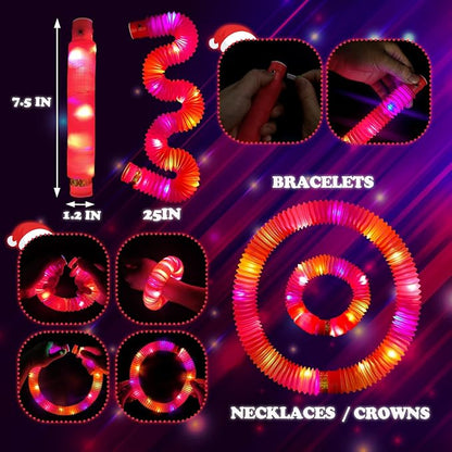12 PCS Red Glow Sticks Valentines Day Party Favors for Kids, LED Light Up Necklaces Bracelets Accessories for Toddlers, Glow Birthday Mardi Gras Party Supplies Decorations for Boys Girls