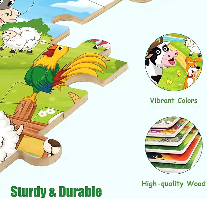 Puzzles for Kids Ages 4-6 4-8, Wooden Jigsaw Puzzles 48-60 Pieces for Toddler Children Learning Educational Puzzles 4 5 6 7 8 Year Toys for Boys and Girls (6 Puzzles)