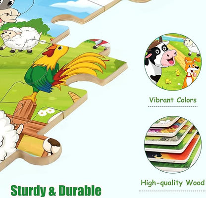 Puzzles for Kids Ages 4-6 4-8, Wooden Jigsaw Puzzles 48-60 Pieces for Toddler Children Learning Educational Puzzles 4 5 6 7 8 Year Toys for Boys and Girls (6 Puzzles)