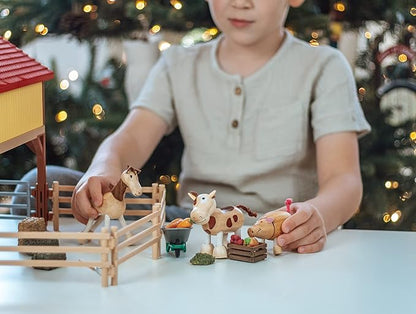 TEKOR Bendable Wooden Animal Toys (Set of 12) | Ages 3 & up | Fun & Posable Animals for Toddlers | Preschool Montessori Toys | Smooth Natural Wood | Endless Play for Girls & Boys