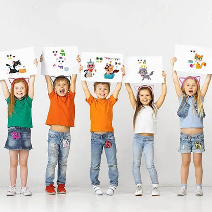 139PCS Cat Party Favors - 12 Cat Stickers 12 Slap Bracelets 12 Cat Ears Headband 12 Cat Animal Mini Notepad 12 Cat Face Pen 12 Cat Keychain 12 Cat Favor Bag 42 cat stickers for Cat Party Supplies