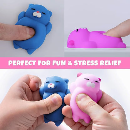 Nutty Toys Squishy Cat Set - 2" Soft Silicone Kawaii Kitties, Top Stress Relief Toy 2026 Unique Gifts for Teens Kids Women Men Adults Best Teenage Girls Teen Boy Tween Valentines Day, Easter Gift Idea