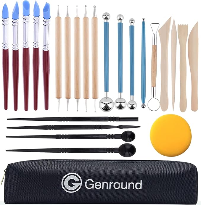 DIY Polymer Clay Tools, 25pcs Polymer Clay Sculpting Tools with Storage Bag Modeling Clay Tools Clay Sculpting Tools for Kids