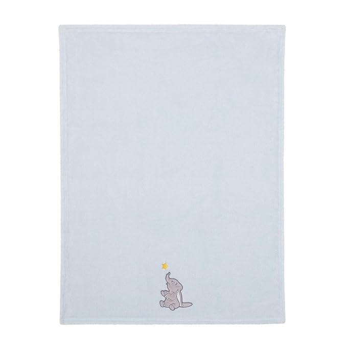 Disney Dumbo - Shine Bright Little Star Aqua, Grey & Yellow Super Soft Baby Blanket with Applique, Aqua, Grey, Yellow, (4453210P)
