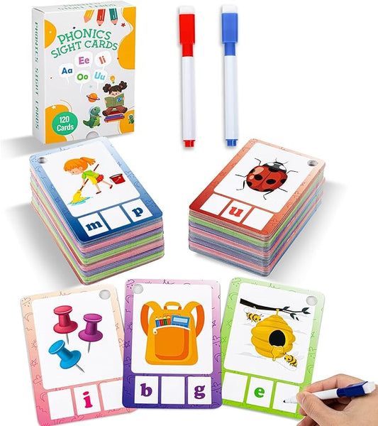 Phonics Sight Words and Spelling Games, Phonics Game Pad for Kids Ages 4-6, CVC Word Writing Activities, Preschool to Kindergarten Educational Toys, Learn to Read for Toddlers 3-6 Years Old