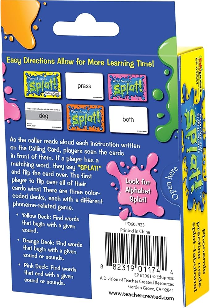 Teacher Created Resources Beginning and Ending Sounds Splat™ Game Grades K-2 (EP62061)