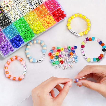 LIS HEGENSA 1300 Pcs DIY Childrens Crafts Beads Friendship Bracelet Kit, with Pony Beads Letter Beads and Bracelet Making Kit, Colorful Charms, Used for Custom Necklace Bracelets and Jewelry Decor