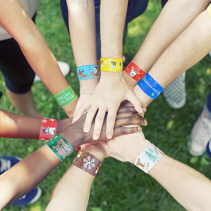 JoFAN 48 PCS Christmas Slap Bracelets Christmas Toys for Kids Boys Girls Toddlers Christmas Party Favors Stocking Stuffers Gifts