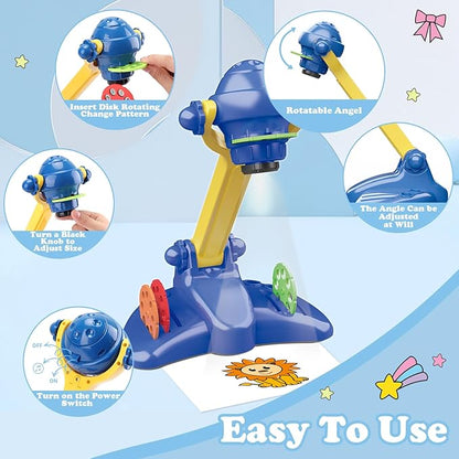 Hoarosall Drawing Projector for Kids, Art and Craft Kit, Toys for Boys Aged 3+, Drawing Supplies, Including Colored Pencils, Crayons, Coloring Books, Gift for 3+ Year Old Boys (Dark Blue)