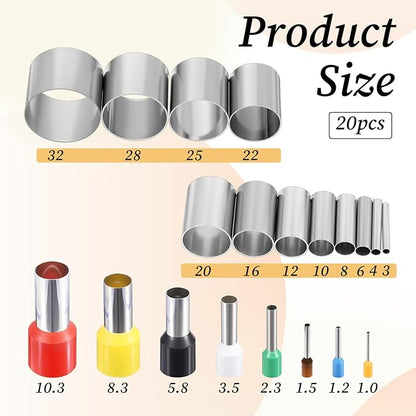 20 Pcs Circle Clay Cutters, Round Shape Cutter Ceramics Dotting Baking Ring Mold Cutters Stainless Steel Sculpting Punch Tool Hole Hollow Punch Cutter Set with Storage Case for Crafts Indentation