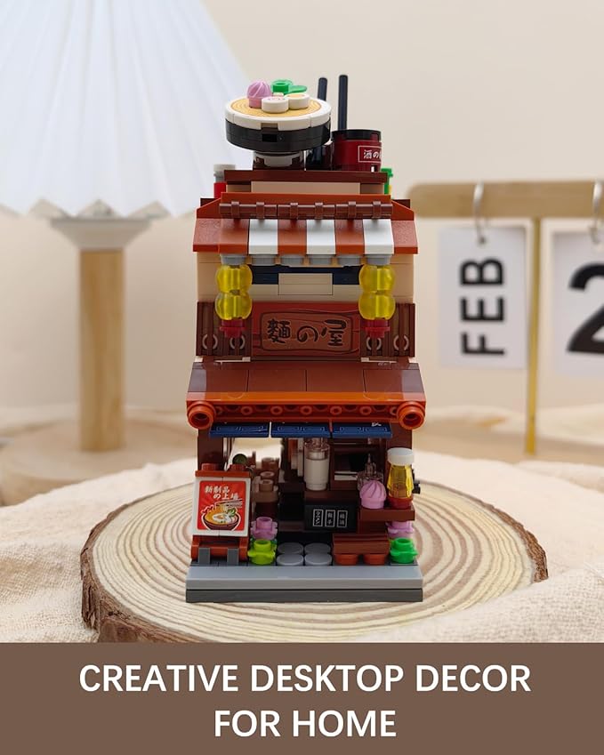 Japanese City Street View Ramen Shop, MOC Creative Building Blocks House Set, Simulation Architecture Construction Toy, Gifts Idea for Kids Adults (Mini Blocks 412 pcs)