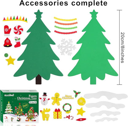 Elcoho 24 Kits DIY Foam Christmas Tree Foam Crafts Xmas Party Favors Christmas Foam Stickers for Making Crafts Christmas Tree Fun Home Activities