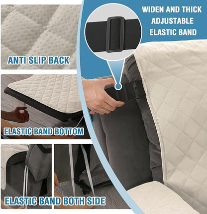 H.VERSAILTEX 100% Waterproof Reclining 2 Seater Sofa Thick Soft Reclining Love Seat Slipcover Non-Slip Reclining Sofa Covers with Elastic Straps for Dogs, Pets(Recliner Loveseat, Coconut Milk)