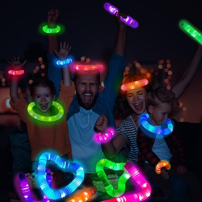 24 PCS Light up Party Favors Supplies for Kids 4-8-12,Bulk Valentines Glow Sticks Bracelet Necklace Accessories for Toddlers,Neon Birthday Return Gifts Treats, Mardi Gras Goodie Bag Stuffer Fillers