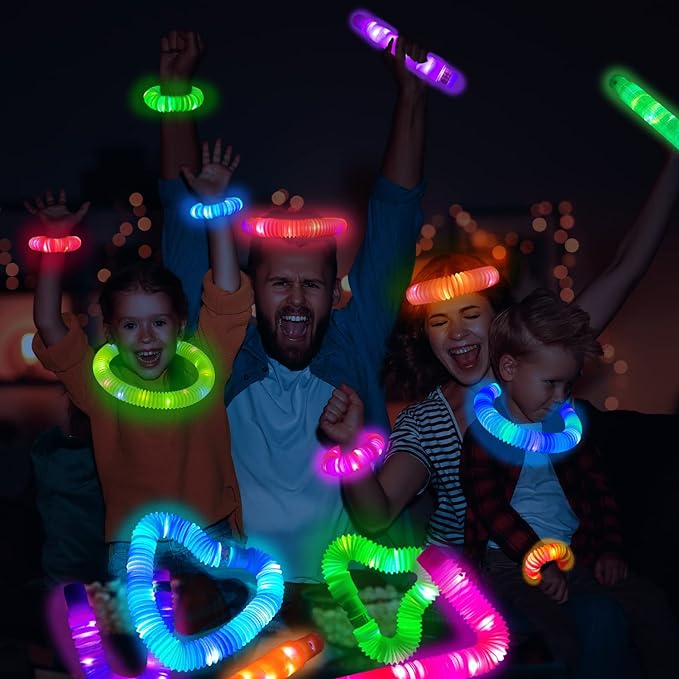 Glow Sticks Party Pack 12 PCS-Valentines Glow in Dark Party Favor Supplies for Kids,Light Up Glow Necklaces Bracelets Accessories for Toddlers,Neon Party Decorations for Mardi Gras Birthday Camping