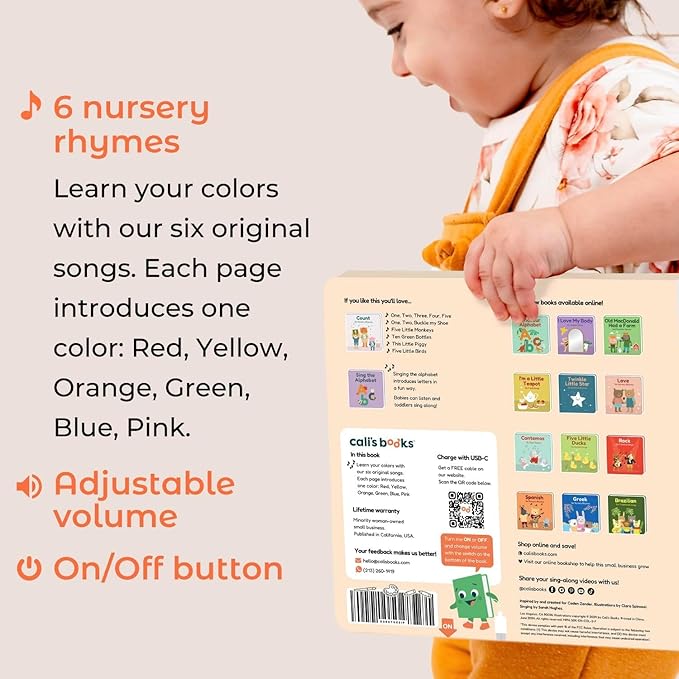Cali's Books Colors Book for Toddlers 1-3 - Musical Books for Kids, Interactive Talking Baby Sound Book, Educational Song Learning Toys, Sing and Learn Music Toy for Babies