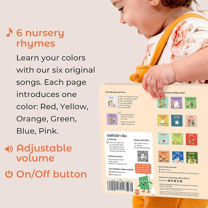 Cali's Books Colors Book for Toddlers 1-3 - Musical Books for Kids, Interactive Talking Baby Sound Book, Educational Song Learning Toys, Sing and Learn Music Toy for Babies