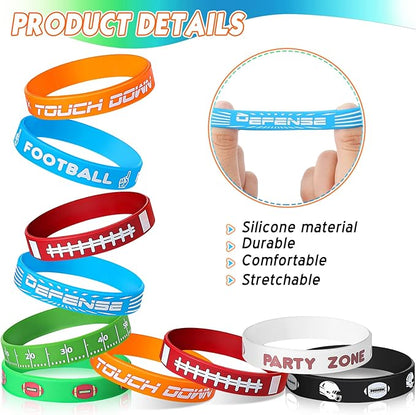 Kasyat 48 Pcs Football Party Favors Football Silicone Bracelets Motivational Rubber Wristbands Football Wristbands for Sport Themed Birthday Party Supplies Decorations Gifts Prize