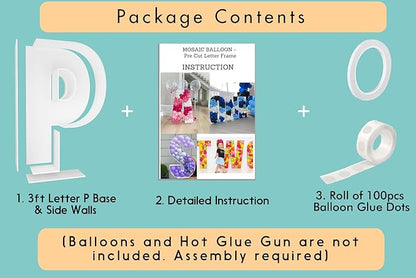 3FT Tall Mosaic Balloon Frame Letters Big Marquee Light Up Letters DIY Kit for Birthday Party Wedding Backdrop Decor Letter P Pre-Cut Foam Board