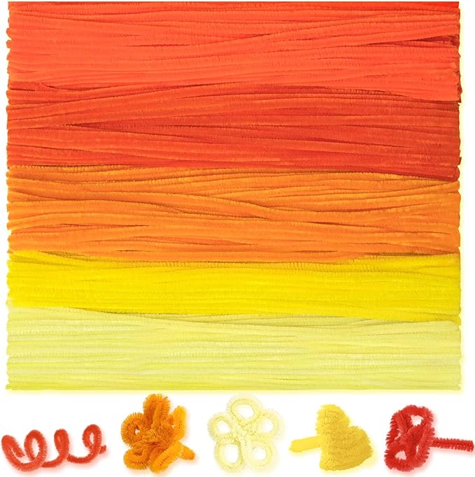 Peryiter 500 Pieces Pipe Cleaners Chenille Stems 12 Inch Craft Supplies Bulk for DIY Art and Craft Projects Creative Gift Wrapping Party Decorations(Orange,12 Inch)