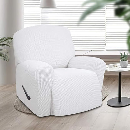 Easy-Going Oversized Recliner Stretch Sofa Slipcover Sofa Cover 1 Piece Furniture Protector Couch Soft with Elastic Bottom Kids,Polyester Spandex Jacquard Small Checks(Oversize Recliner,Snow White)