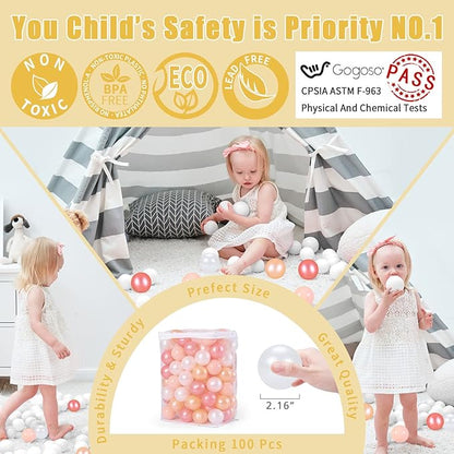GOGOSO Ball Pit Balls for Toddles, Kids Plastic Balls for BallPit, Pool, Baby Party Accessories, Birthday Decoration 50 100 200 500 1000