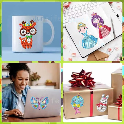 Junrife Princess Diamond Craft Kits Stickers for Kids,Gem Kids' Paint by Number Kits Mosaic Sticker - Best Gifts for Girls Ages 8-12 Easy for Kids Adult Beginners